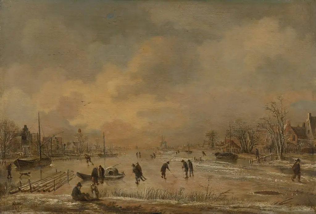 Winter landscape with houses