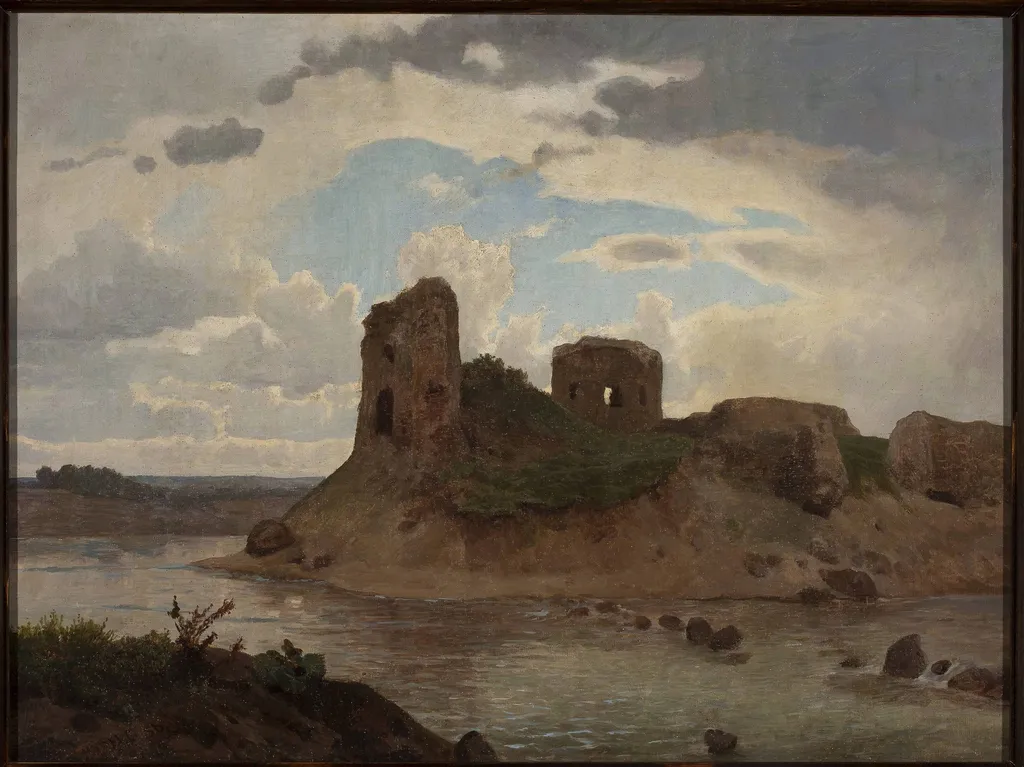 Ruins of the Bobrowniki castle by the Vistula River, by Wojciech Gerson, oil, 1856