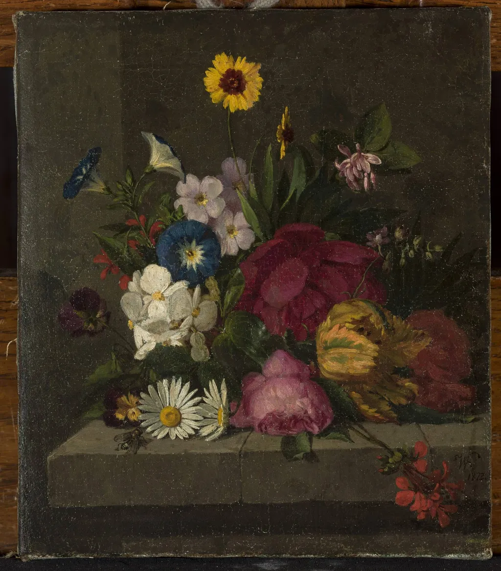 Flowers, by Wojciech Kolasiński, oil, 1873