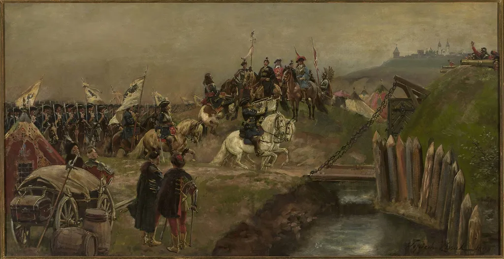 Parade of the Austrian troops before King Jan Sobieski, by Wojciech Kossak, oil, 1900