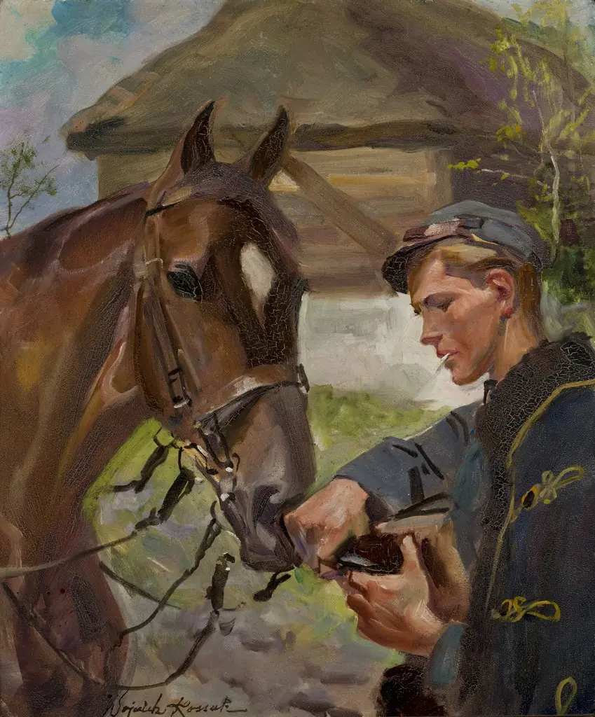 Uhlan at a Horse, by Wojciech Kossak