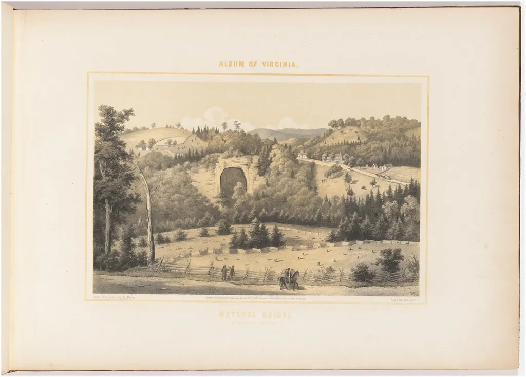 Natural Bridge, by Woldemar Rau, ink, 1858