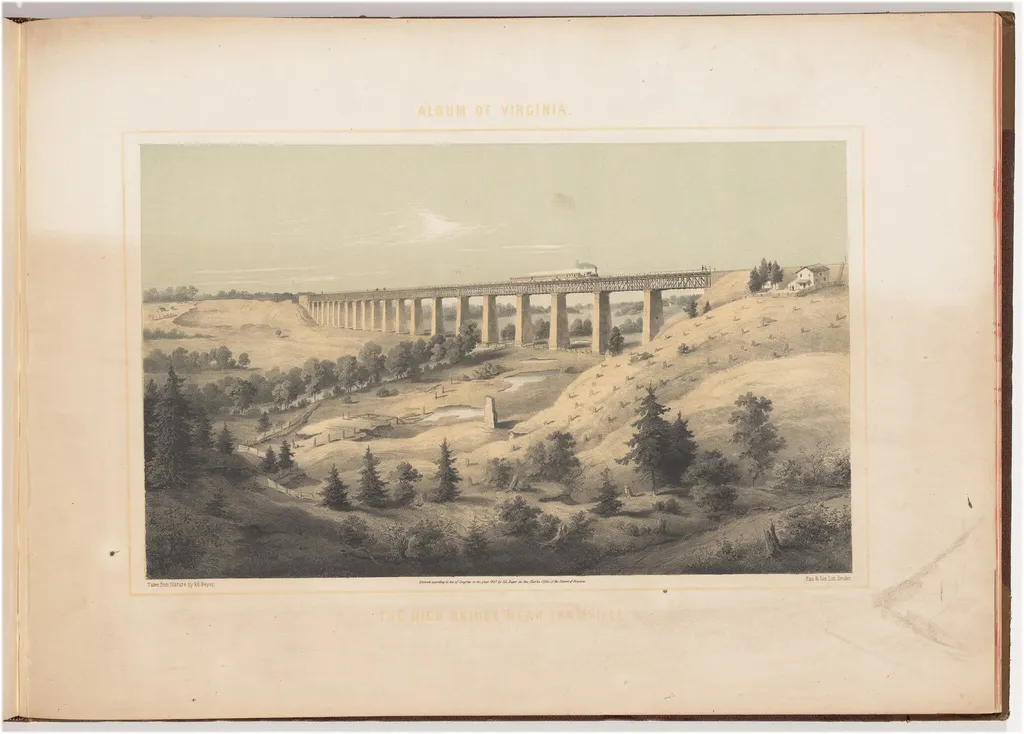 The High Bridge Near Farmville, by Woldemar Rau, ink, 1857