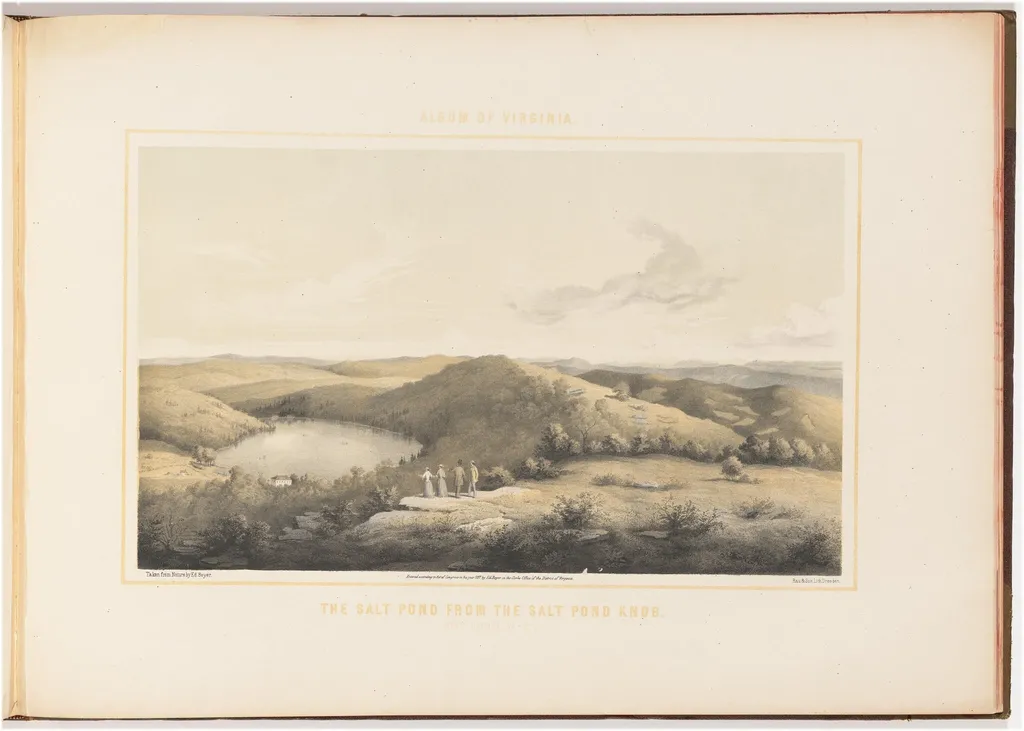 The Salt Pond from the Salt Pond Knob, No. 1, by Woldemar Rau, ink, 1857