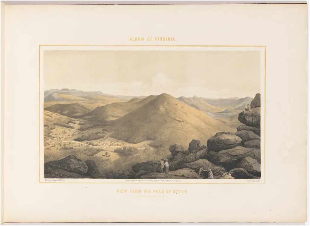 View from the Peak of Otter, No. 2, by Woldemar Rau, ink, 1857