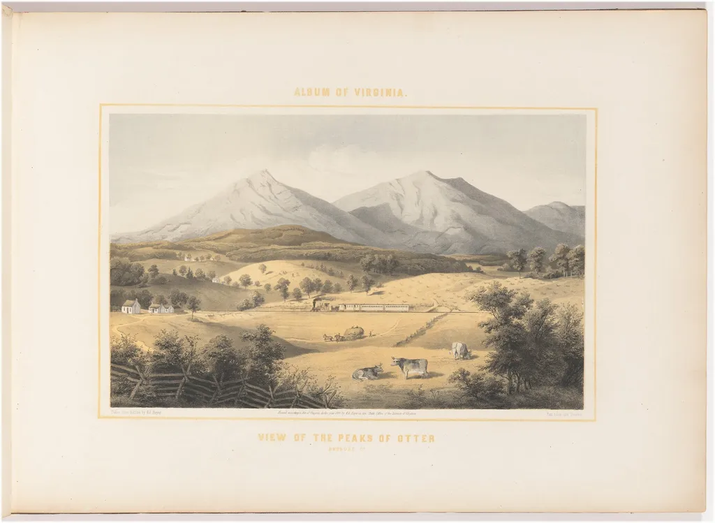 View of the Peaks of Otter, by Woldemar Rau, ink, 1858