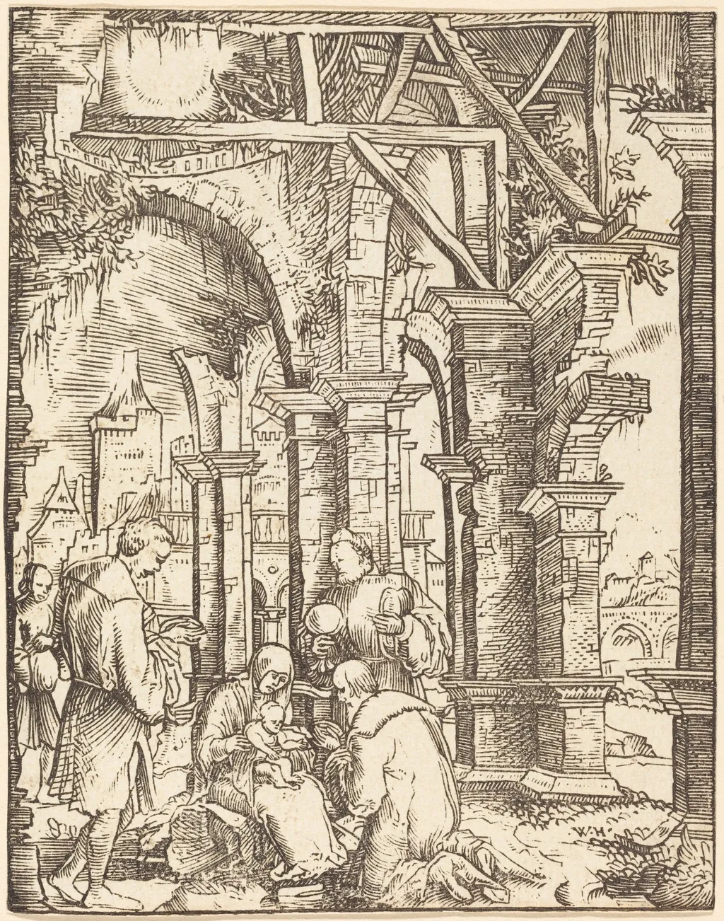 The Adoration of the Magi, by Wolf Huber, ink, 1519