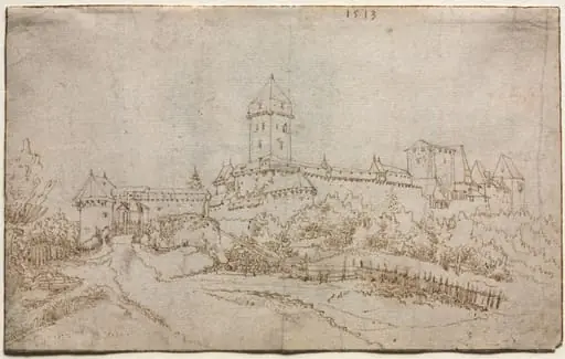View of a Castle (recto), by Wolfgang Huber