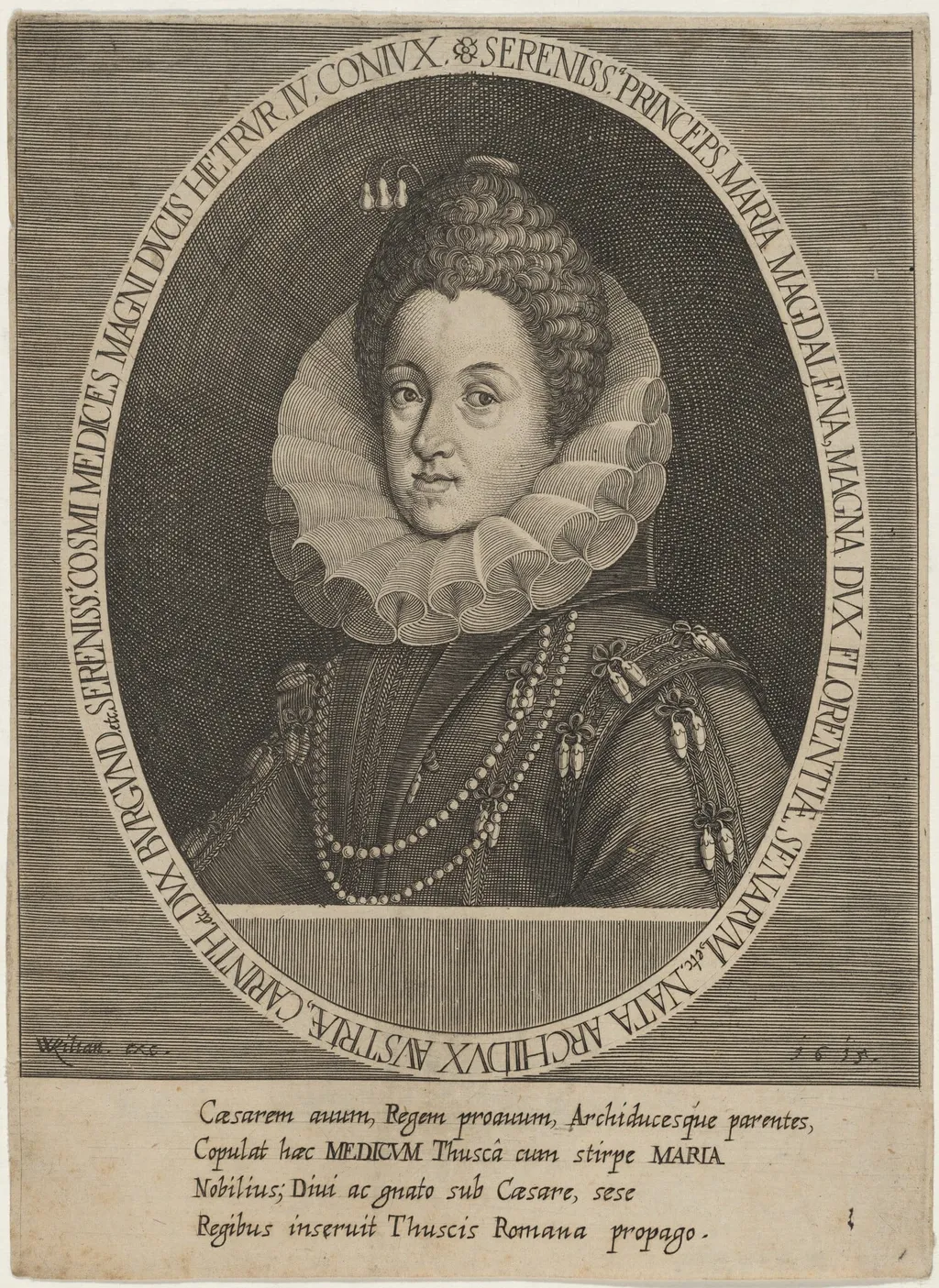 Princess Maria Magdalen, by Wolfgang Kilian, ink, 1615