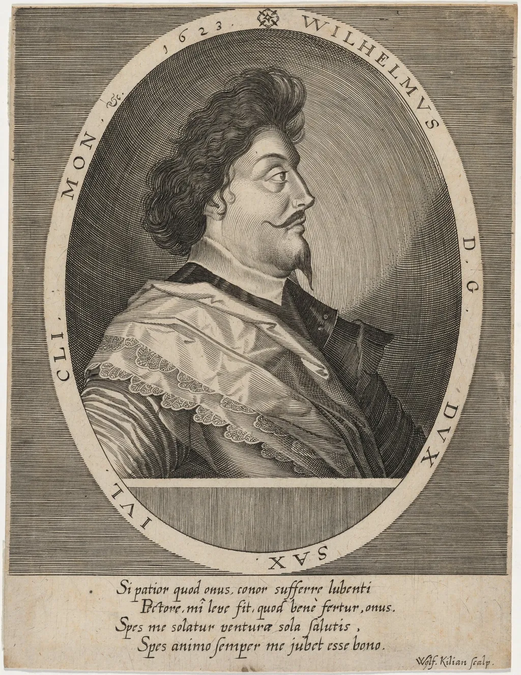 William, Duke of Saxony, by Wolfgang Kilian, ink, 1623