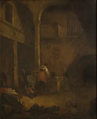 Woman at a Well in an Italian Farmhouse
