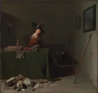 Woman Seated at a Table (Vanitas), by Hendrik Gerritsz Pot