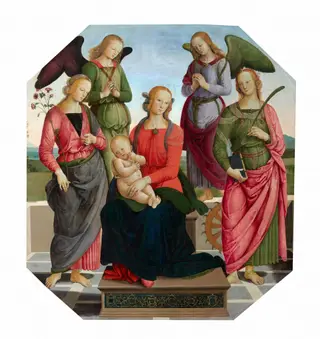 Madonna and Child with Two Angels, Saint Rose, and Saint Catherine of Alexandria, by Workshop of Pietro Perugino