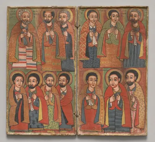 Diptych with Twelve Apostles & St. Paul, by Workshop or Circle of Wäldä Maryam