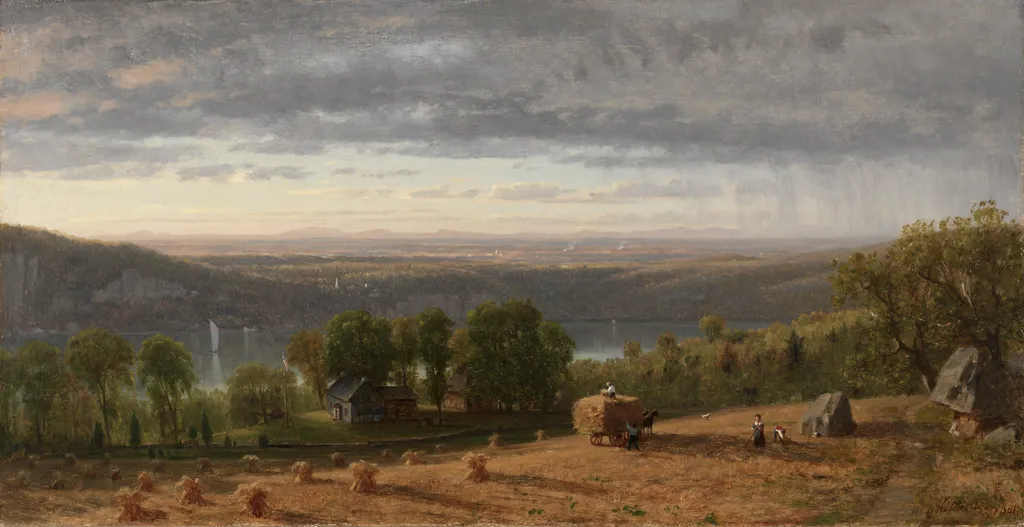 Landscape with Haywain, by Worthington Whittredge, oil, 1861