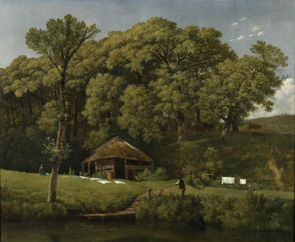 A Barn on the Bank of a Stream in Gelderland, by Wouter Johannes van Troostwijk, oil, 1807