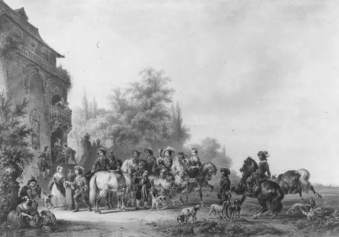 Elegant Company Going Hunting, by Wouterus Verschuur