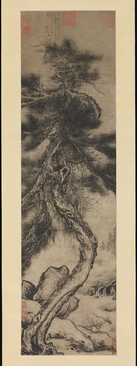 元/明 吳伯理 流水松風圖 軸|Dragon pine, by Wu Boli, ink, 1400