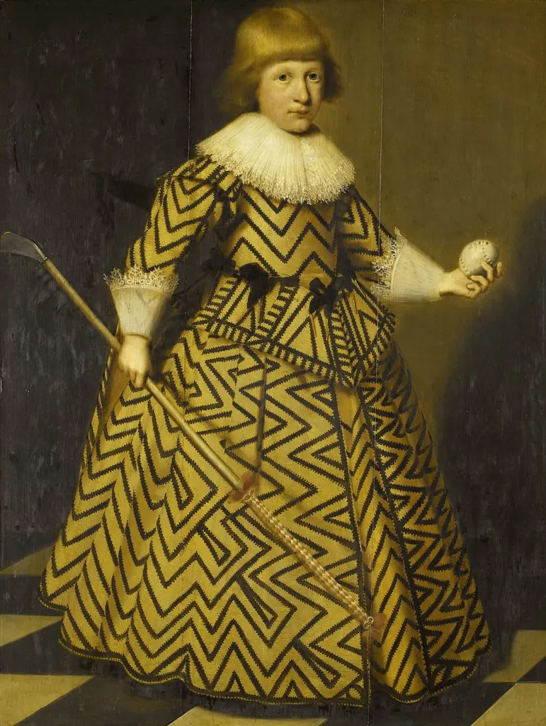 Portrait of a boy with a kolf club, by Wybrand de Geest