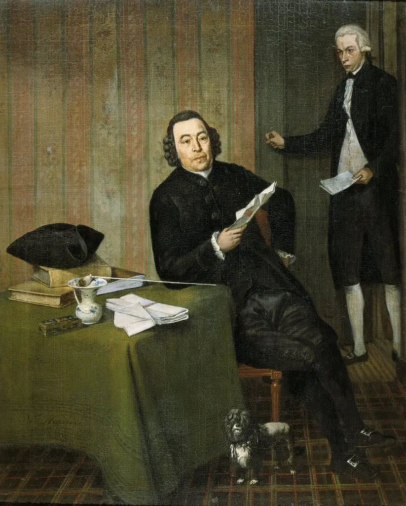Portrait of the Haarlem Notary Wernerus Köhne with his Clerk Jan Bosch, by Wybrand Hendriks