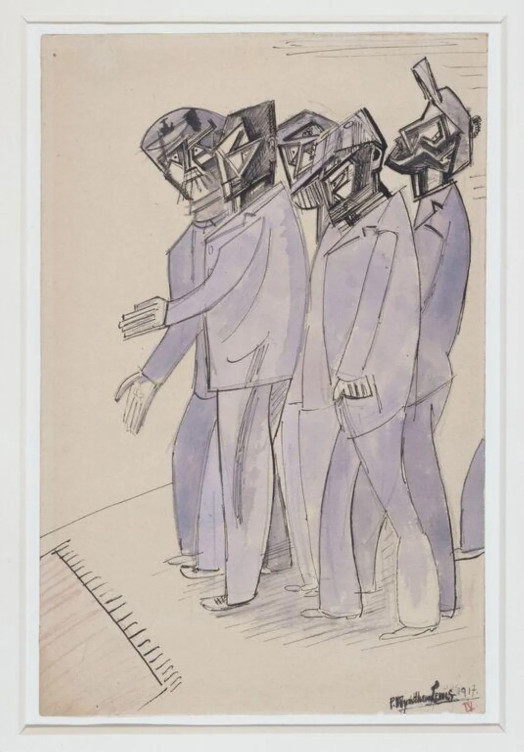 Labour Deputation: Marine, by Wyndham Lewis, watercolor, 1917