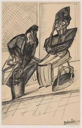 Market women. Saturday, Dieppe, by Wyndham Lewis