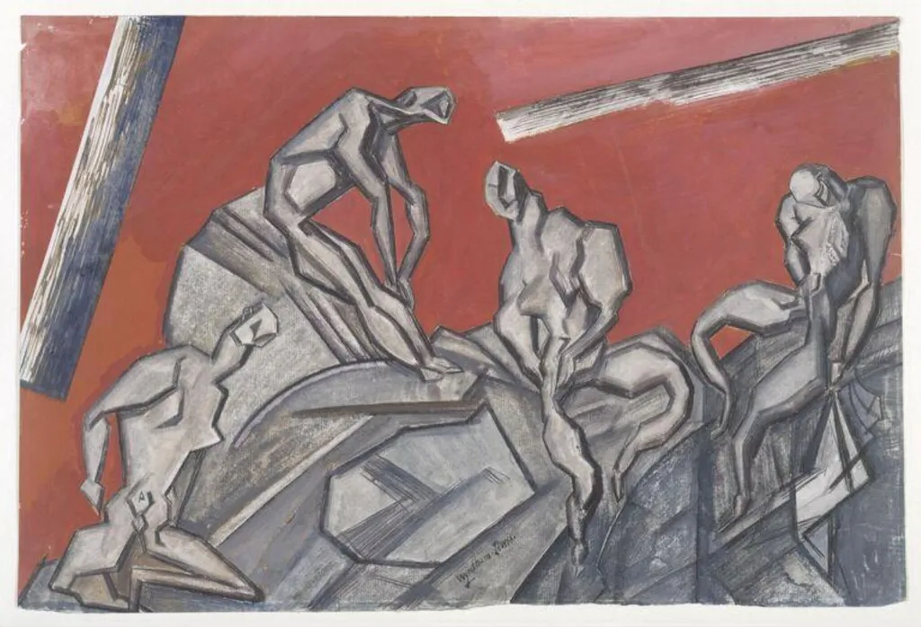 Sunset among the Michelangelos, by Wyndham Lewis, watercolor, 1912