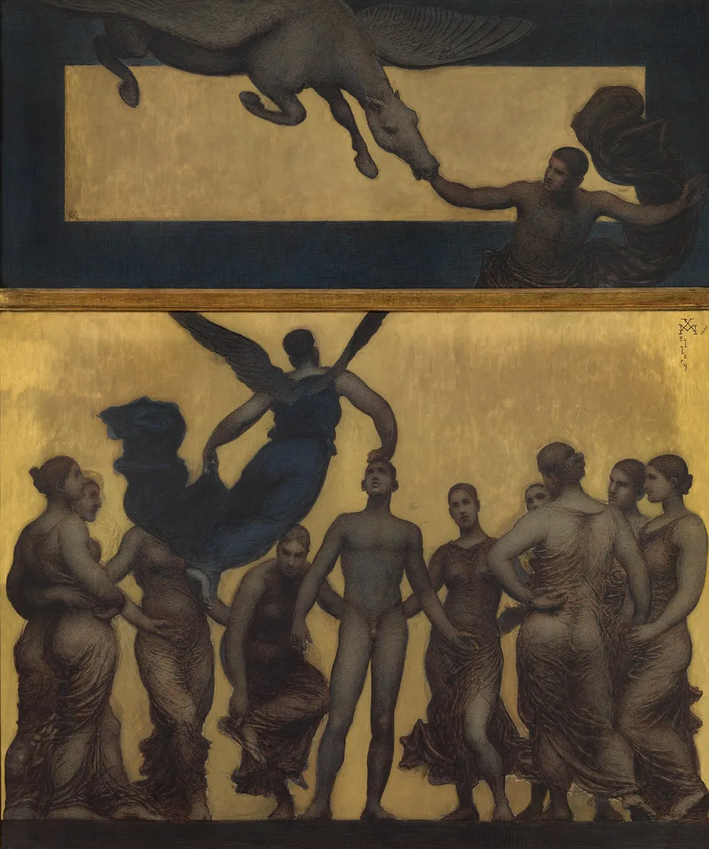 The Inspiration, by Xavier Mellery, oil, 1893