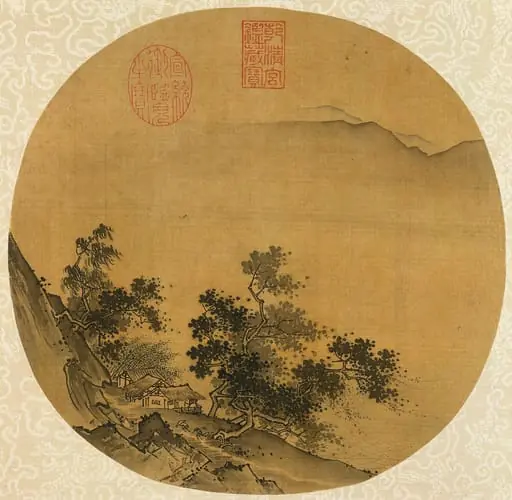 南宋  佚名  倣夏珪  冒雨尋莊圖  團扇|Returning Home in a Driving Rain, by Xia Gui