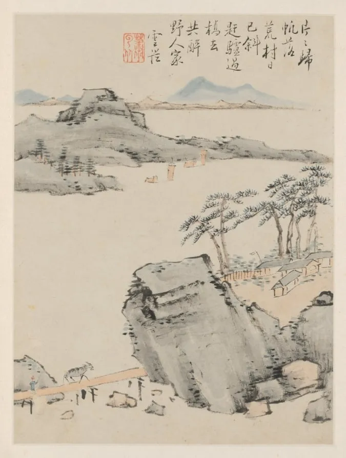 Album of Seasonal Landscapes, Leaf C (previous leaf 6), by Xiao Yuncong, unspecified, 1668