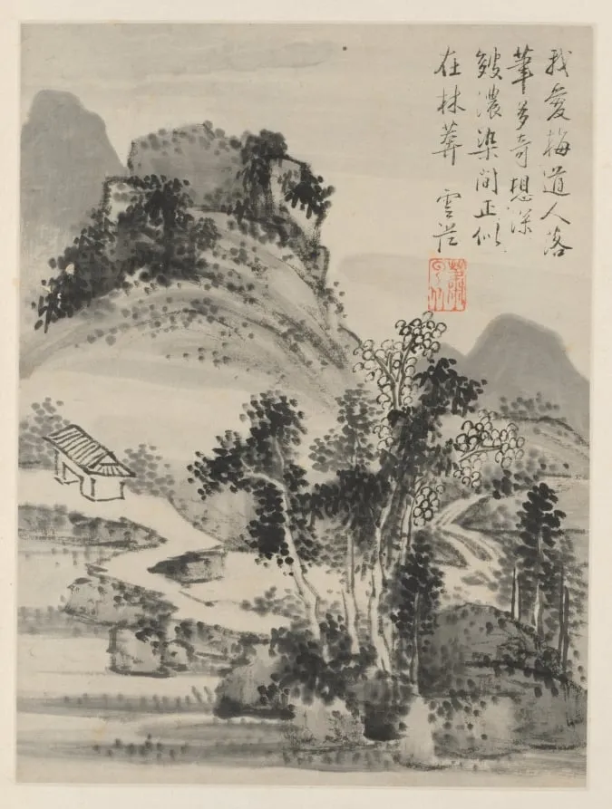Album of Seasonal Landscapes, Leaf D (previous leaf 2), by Xiao Yuncong, unspecified, 1668