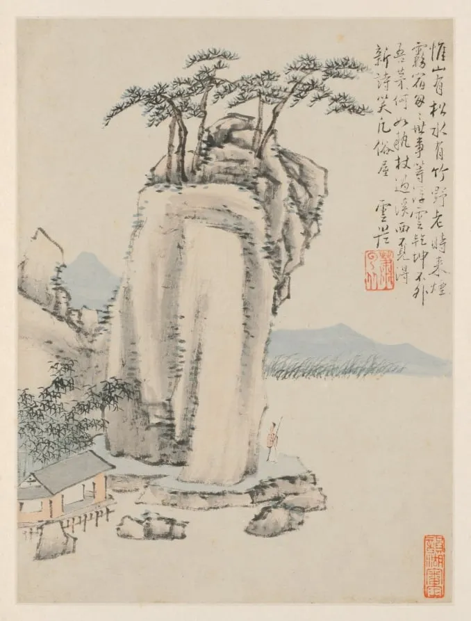 Album of Seasonal Landscapes, Leaf G (previous leaf 7), by Xiao Yuncong, unspecified, 1668