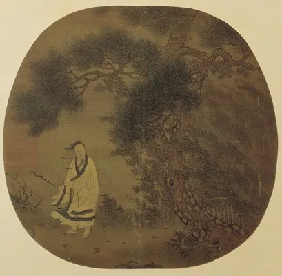Walking with a Staff Under Pines, by Xu Daoning, unspecified, 1020