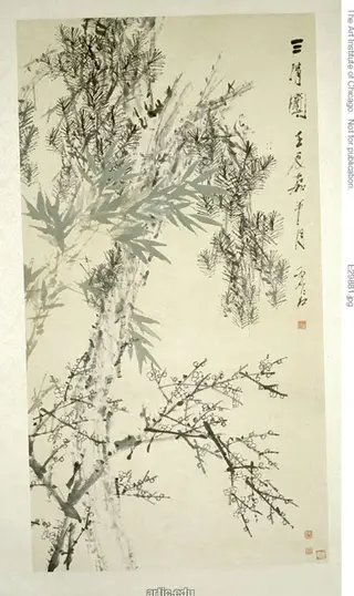 Prunus, Pine and Bamboo, by Xu Gu