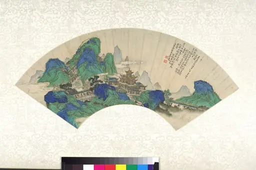清	徐揚 	仙山樓閣圖     扇面|Palaces of the Immortals, by Xu Yang, 1753