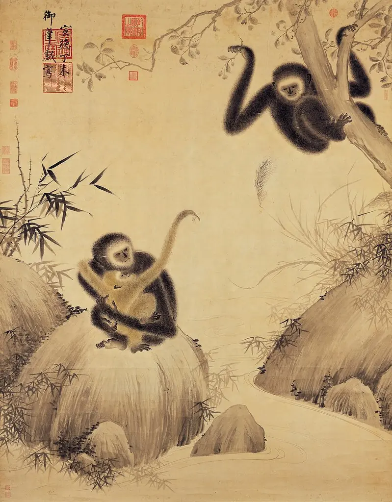 Gibbons at Play, by Xuande Emperor