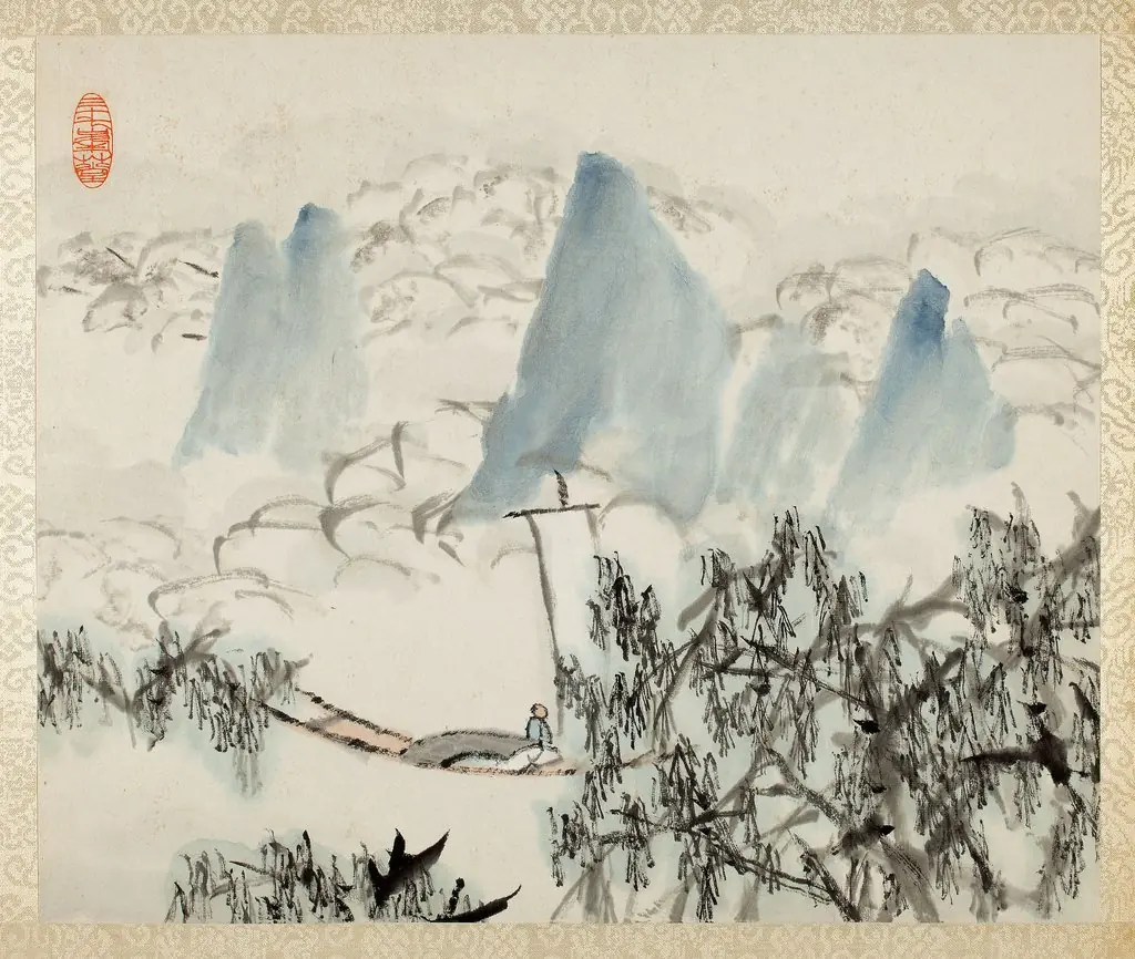 Landscape with Figure, from an album of Landscapes and Calligraphy for Liu Songfu, by Xugu
