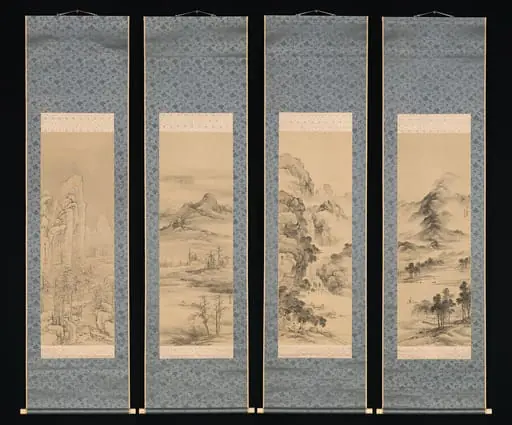 山本梅逸筆 四季山水図|Landscapes of the Four Seasons, by Yamamoto Baiitsu