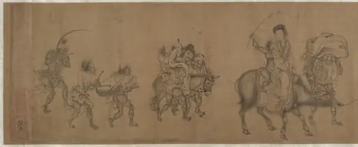南宋/元  顏庚  鍾馗嫁妹圖  卷|The Demon Queller Zhong Kui Giving His Sister Away in Marriage