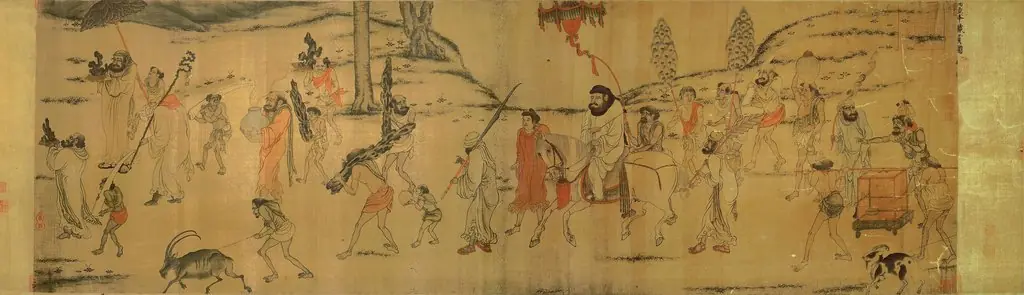 Foreign Envoy with Tribute Bearers, by Yan Liben
