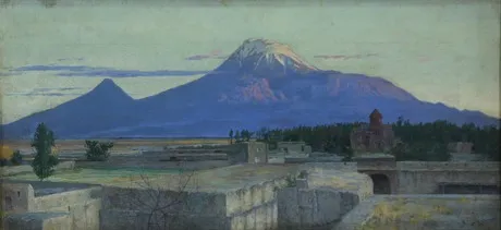 Mounth Ararat from Ejmiadzin, by Yeghishe Tadevosyan, oil, 1898