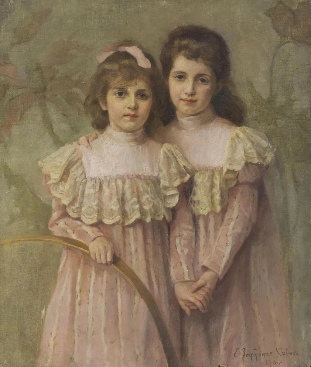 Portrait of Artist's Daughters, by Yekaterina Zarudnaya-Cavos, oil, 1900
