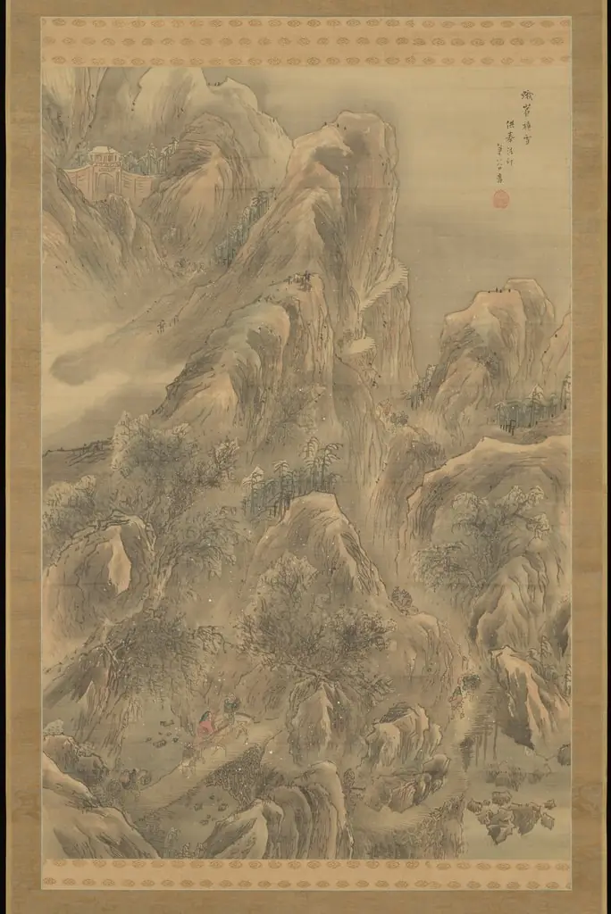 Snowfall on Mt. Emei  峨眉積雪図 (Gabi sekisetsu zu), by Yokoi Kinkoku