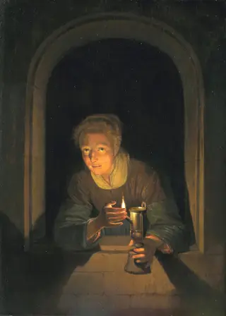 Young Woman Holding a Lamp