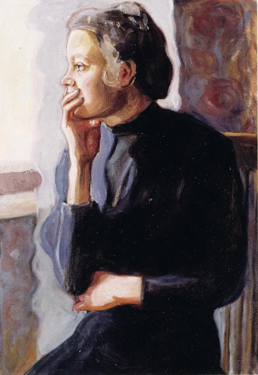 At the Window, by Yrjö Ollila, oil, 1909