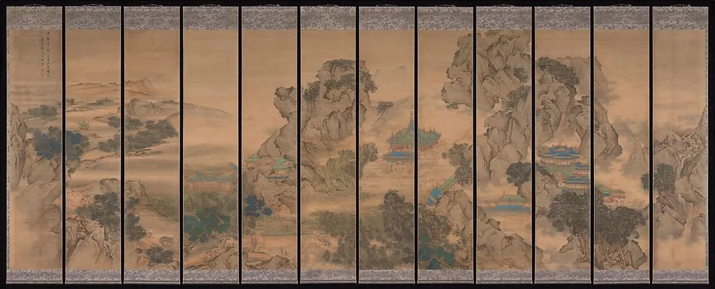 清 袁江 九成宮圖 屏|The Palace of Nine Perfections, by Yuan Jiang, ink, 1691