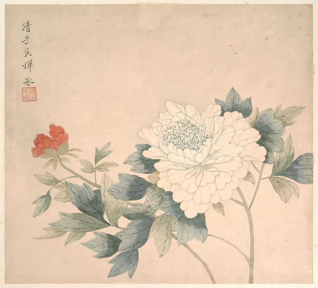 清 惲冰 花卉圖 册页|Flower Study, by Yun Bing, ink, 1671