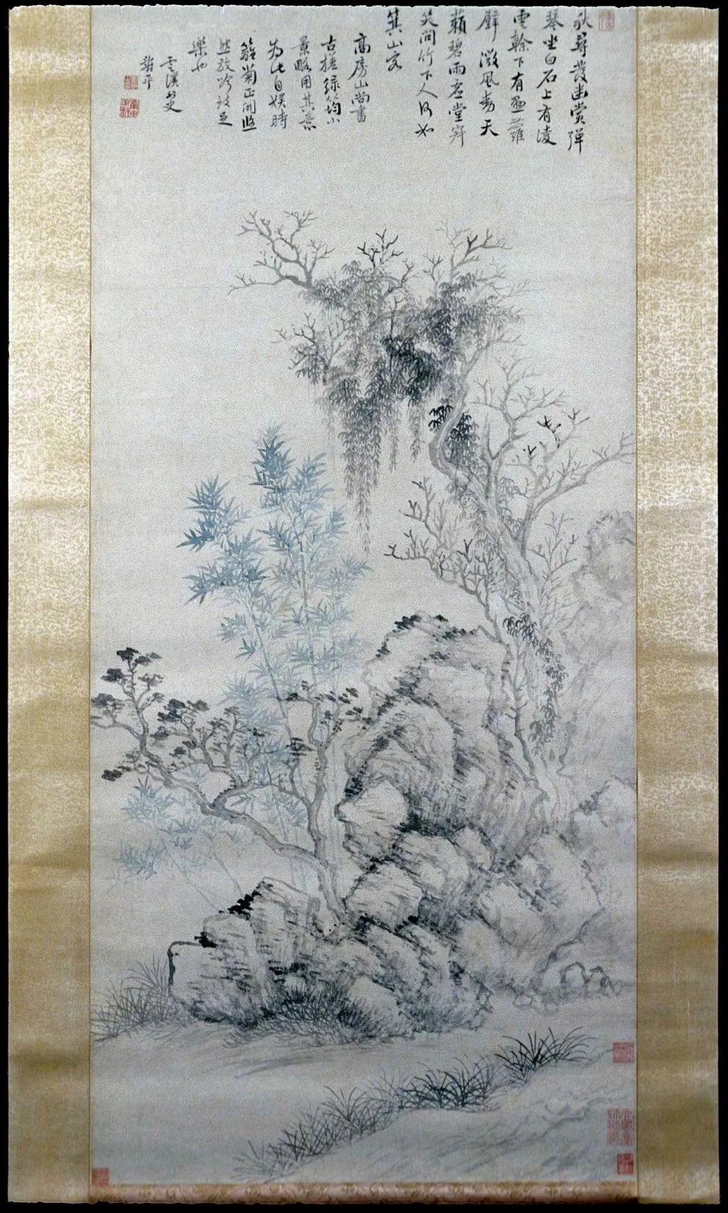 Bamboo and Trees in a Rockery, by Yun Shouping, unspecified, 1690