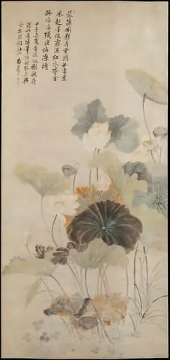 清 佚名 仿惲壽平 夏夜清荷圖 軸|Lotuses on a summer evening, by Yun Shouping