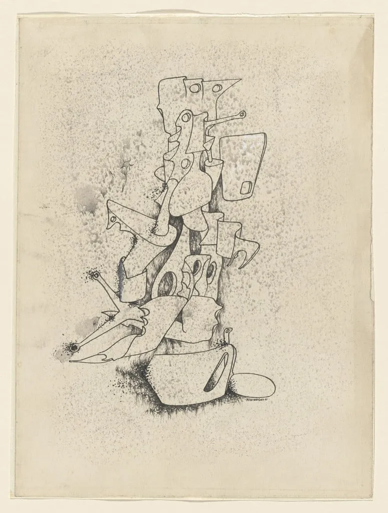 Untitled, by Yves Tanguy, watercolor, 1945